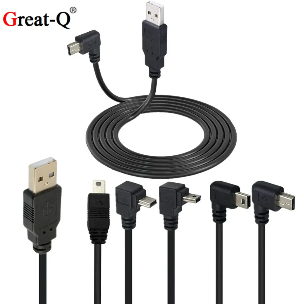

3M Mini USB B Type 5pin Male UP Down Left Right Angled 90 Degree to USB 2.0 Male Data Cable