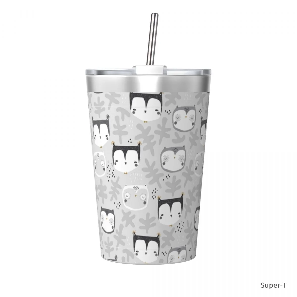 Детская чашка в виде совы с соломинкой термос бутылка для кофе нержавеющая сталь