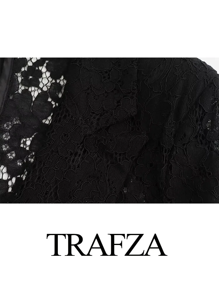 Женский кружевной пиджак TRAFZA элегантный однотонный приталенный с одним