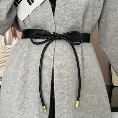 Износостойкий женский ремень, регулируемый ремень из искусственной кожи на шнуровке, женский пояс для свитера, платья, пальто, узкий для украшения