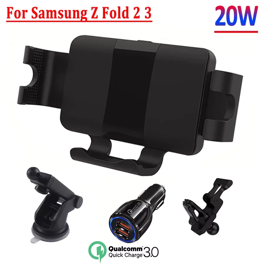 

Fast Car Wireless Charger Fold Screen Phone Mount Holder Station For Samsung Galaxy Fold 2 3 iPhone 13 Pro Max Huawei Mate X