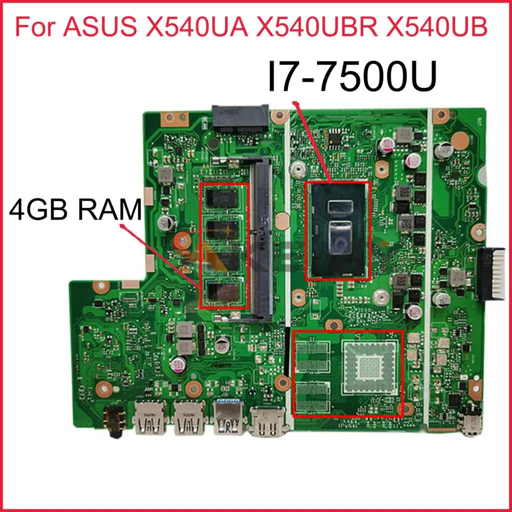 

Материнская плата SAMXINNO для ноутбука ASUS X540UA X540UBR X540UB X540U X540, материнская плата X540UA, оригинальная материнская плата со штативом 4 Гб ОЗУ