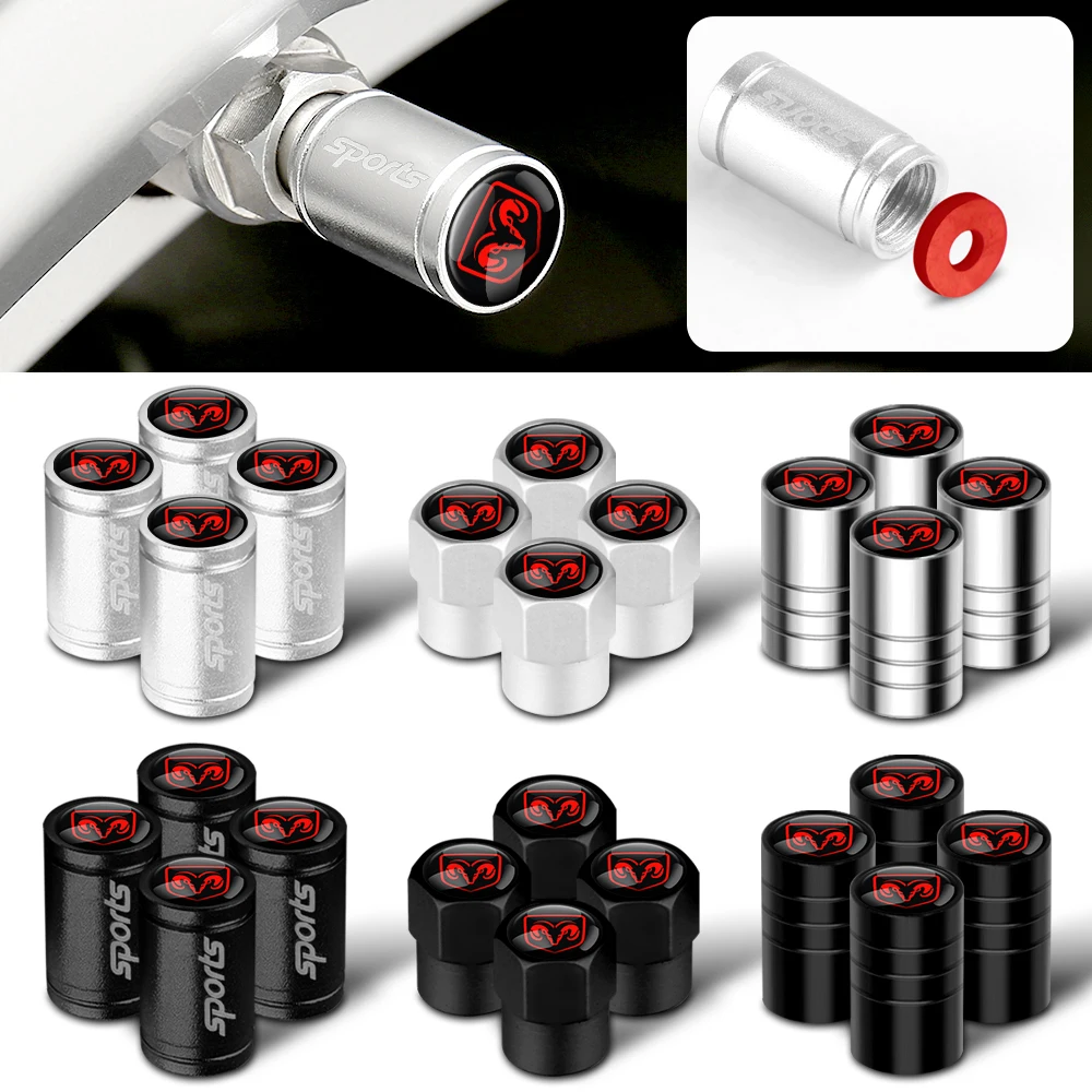 

4pcs Car Badge Metal Wheel Tire Valve Caps Covers Auto Accessories For Dodge Journey Charger RAM SRT SXT Caliber Chevrolet Cruze