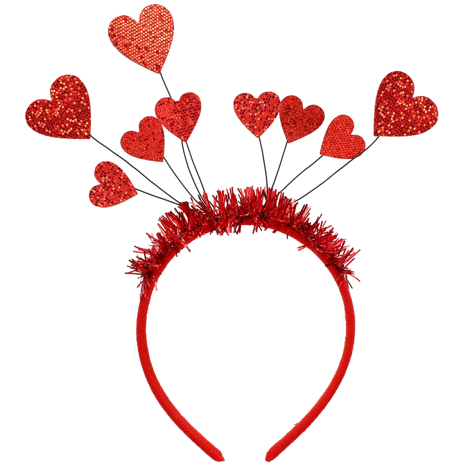 

Red Hair Accessories Valentine's Day Headband Heart Decor Flash Hairband Felt Cloth Hairhoop Hoops Miss