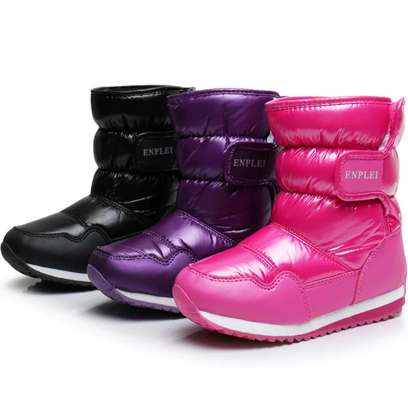 

Children Winter boots 2022 kids Snow Boots Boys Girls boots Non-slip Waterproof Thick Fur winter shoes for - 35 degrees
