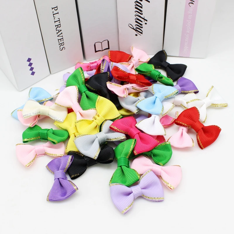 

40pcs Mini Fabric Ribbon Bow Tie Tiny Satin Bows 25mmx35mm Hair Accessory Jewellery Making Wedding Favor Embellishment