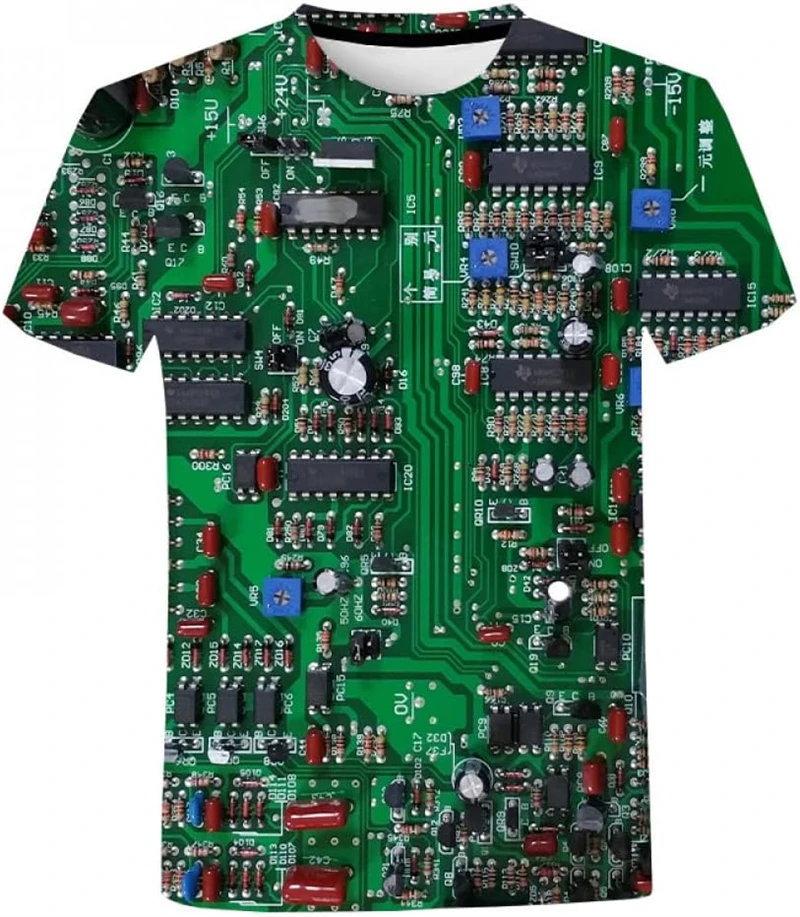 Fashion Electronic Chip 3D Men T-shirt Computer CPU Printed Casual Streetwear Cool Short Sleeve Women Oversized T Shirt Tops