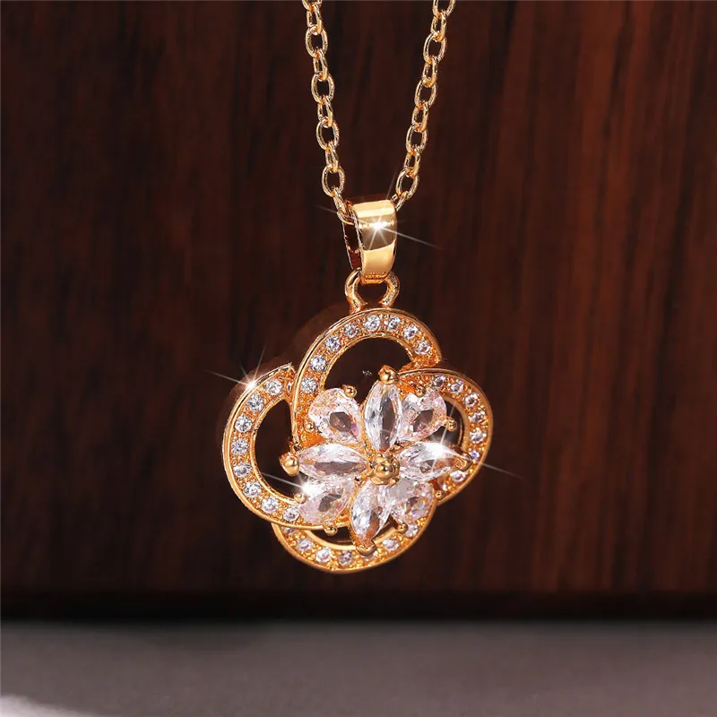 

New Fashion Pendant Necklace Luxury Women Wedding Engagement Accessories Brilliant Cubic Zirconia Aesthetic Neck Jewelry