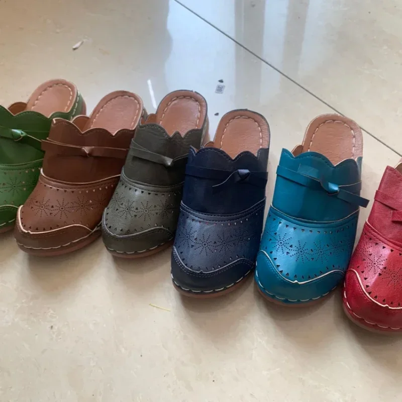 Шлепанцы женские в римском стиле винтажные сандалии на платформе танкетка