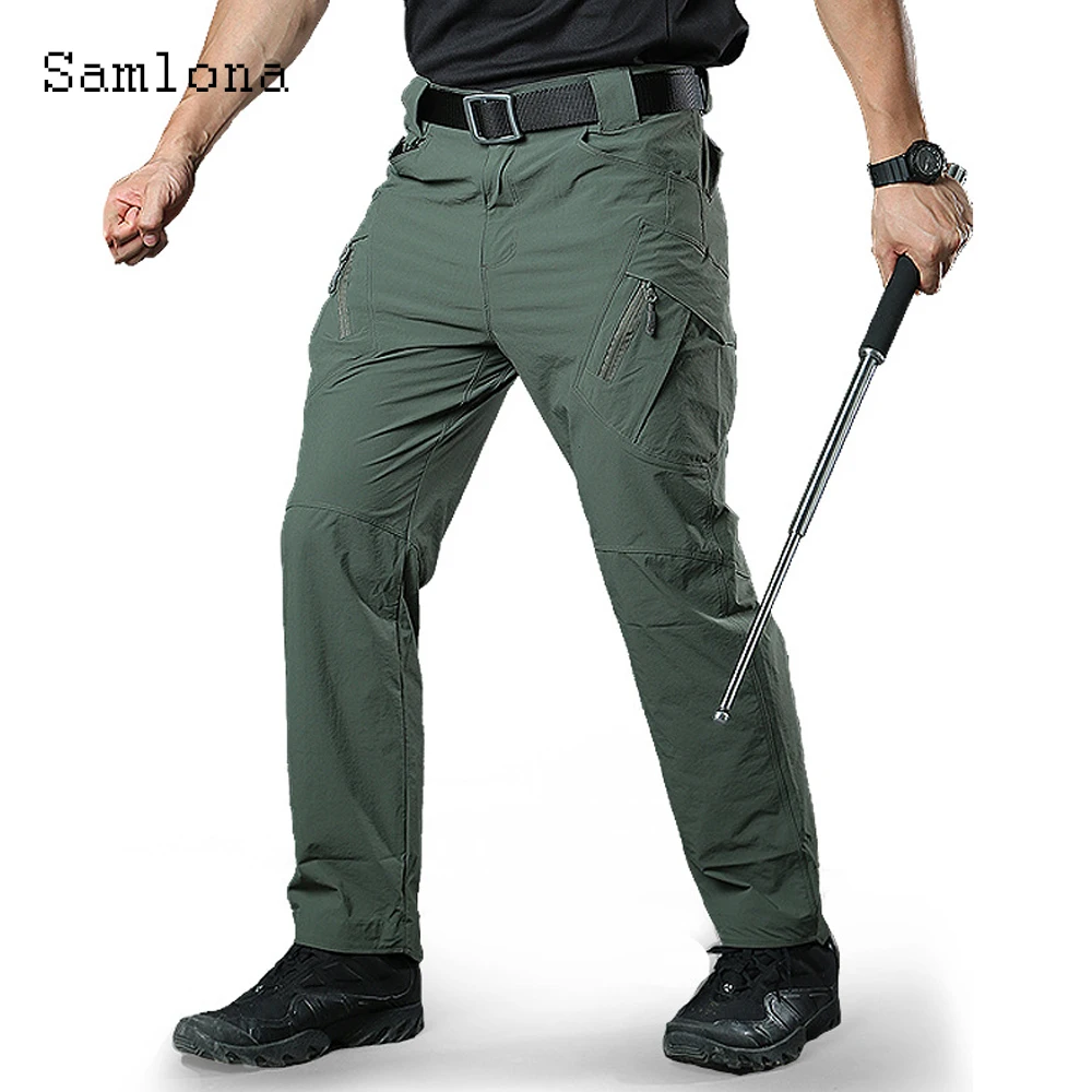 Mens Cargo Pants 2022 Autumn Fashion Moto Bike Pants Large Size Male Zipper Pockets Trouser Casual Army Green Outdoor Pant