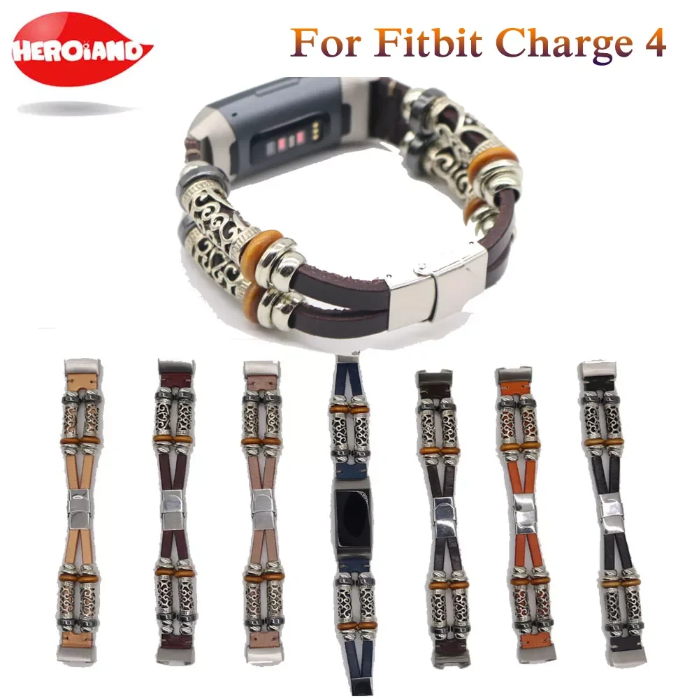 

NEW2023 New Personality Adjustable Leather Strap For Fitbit Charge 4 Bands Replacement Watch Band Wrist For Fitbit Charge 3 Brac