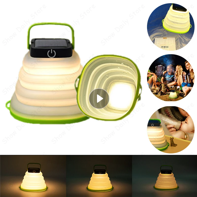 

Portable Collapsible Camping Light Lantern Solar Powered Tent Lighting With Bowl-shape Waterproof LED Rechargeable Camp Lamp