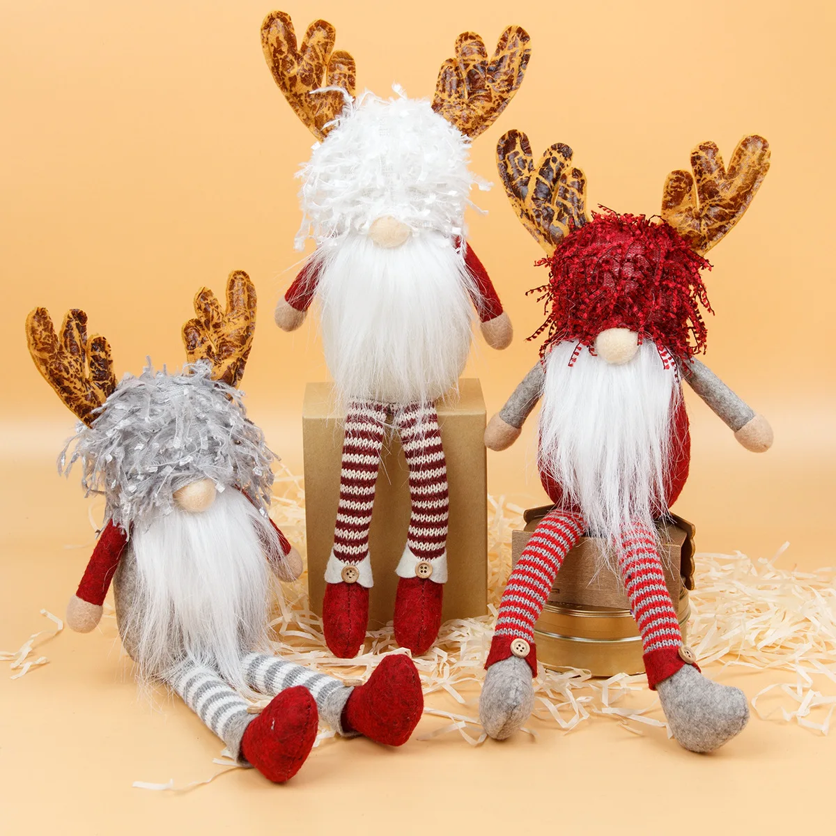 

Christmas Rudolph Decoration Christmas Antlers Long Legs Beard Faceless Doll Old Man Doll Decoration Home Decor Gnome