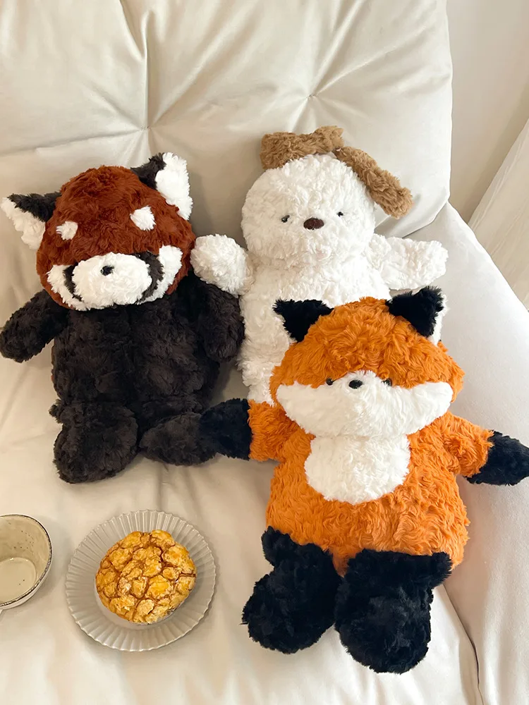 

1 шт. 3 типа пушистые милые животные лисы & панда & собака игрушки супер милые плюшевые лесные животные куклы декор комнаты диван успокаивающий плюшевый