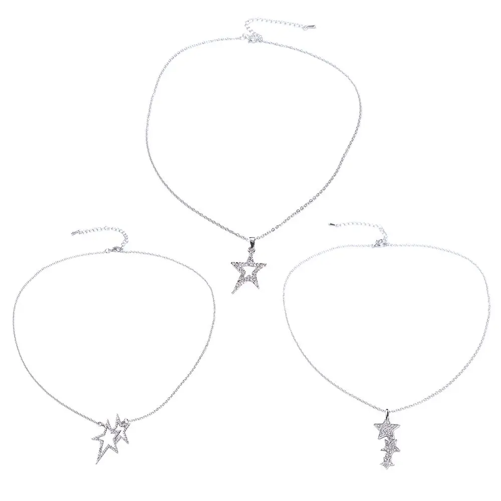 Очаровательное модное циркониевое блестящее женское ожерелье со звездой и кристаллами, ожерелье в Корейском стиле, модное ожерелье, чокер до ключиц