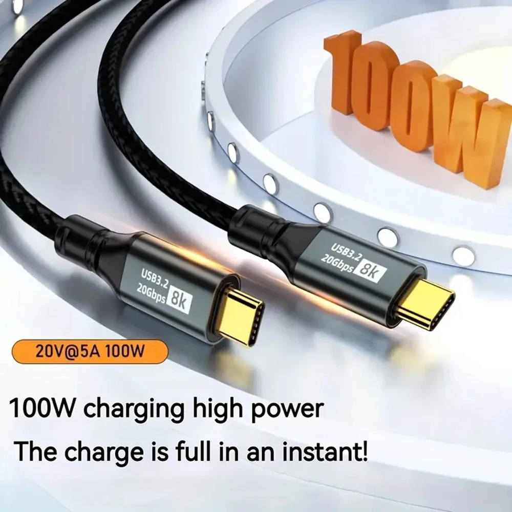 Кабель для передачи данных PD 100 Вт USB C iPhone 15 Pro Max Xiaomi 3 2 Type-C Gen2 20 Гбит/с 8K @ 60 Гц