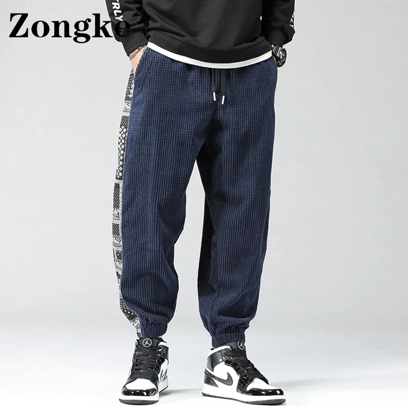 

Zongke Ankle-Length Corduroy Harem Pants Men Trousers Big Size Korean Style Man Pants 5XL Spring New Arrivals