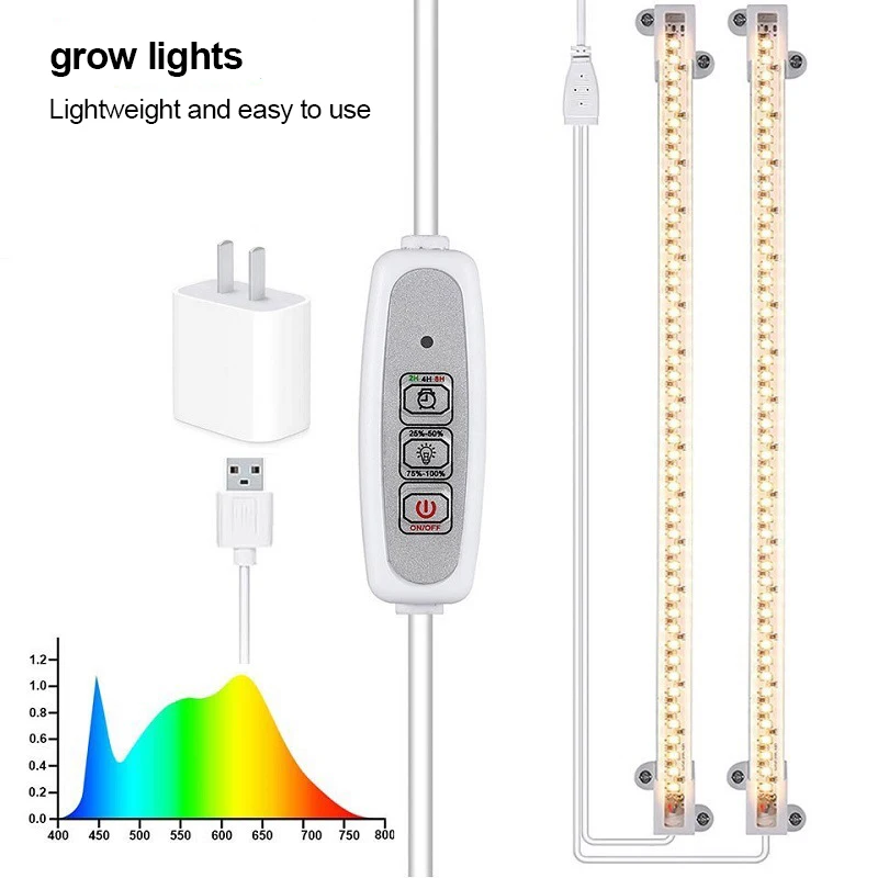 

Светодиодная комнатная фитолампа с USB-таймером, приглушаемая Led лампа для выращивания растений, лампа полного спектра для гидропоники, 5 реж...