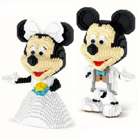 2022 new disney building blocks cartoon figures micro model mickey mouse minnie wedding mini diy brick toys for children gift