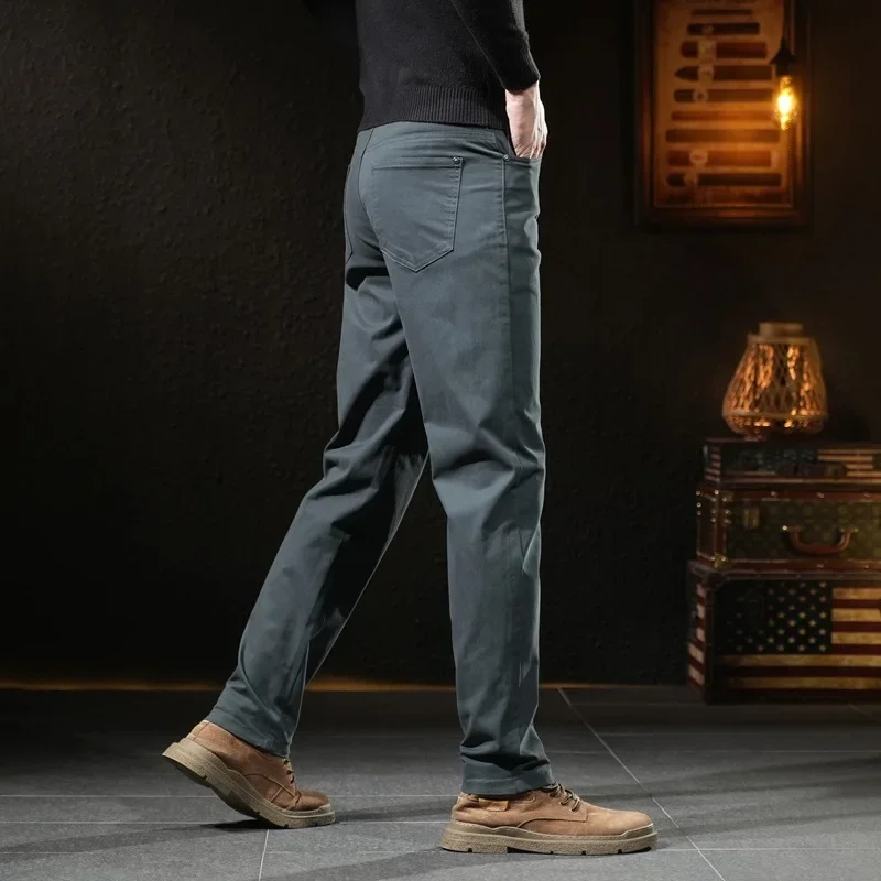 Autumn Luxury Casual Cotton Straight-Leg Men's Pants Business Fashionable Versatile Slims Smooths Your Silhouette Trouser
