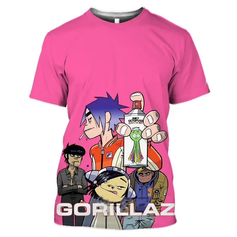 

Футболка с рок-группой Gorillaz, детская модная футболка оверсайз, детские топы в стиле хип-хоп, Футболки унисекс, футболка для мальчиков, кавайные футболки