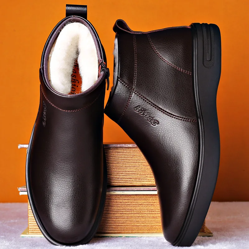 Ботинки мужские из натуральной кожи с мехом