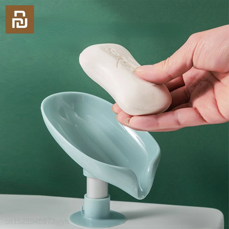 

Пластиковый ящик для мыла Xiaomi Youpin в форме листа, креативный держатель для мыла, многофункциональная присоска, стойка для хранения для ванно...