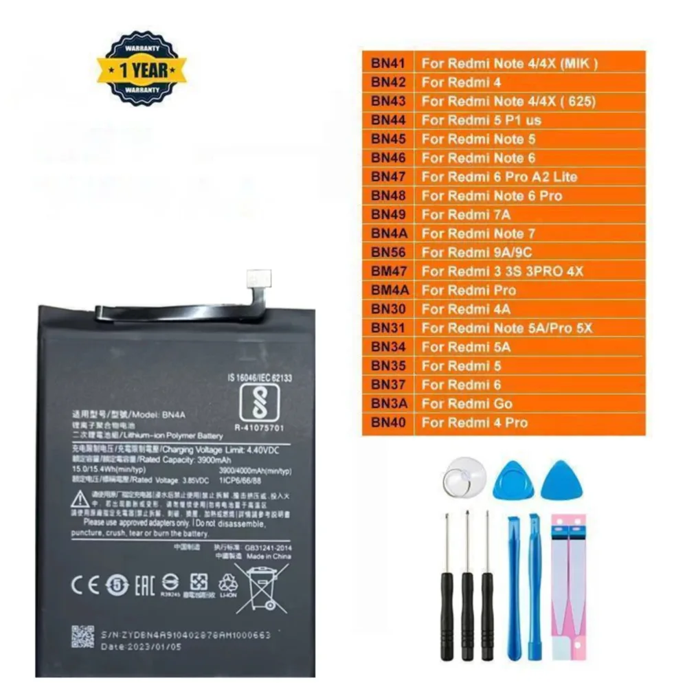 Для телефона XiaoMi аккумулятор Redmi Hongmi Note 3 3S 4 4A 4X 5 5A 5X 6 7 7A 8 Pro Plus A2 Lite BN41 BM4J BM47 Сменные