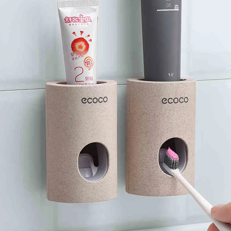 

Automatic Toothpaste Dispenser non-toxic Wall hanger Mount Dust-Proof Toothpaste Squeezer quick take straw toothpaste rack home