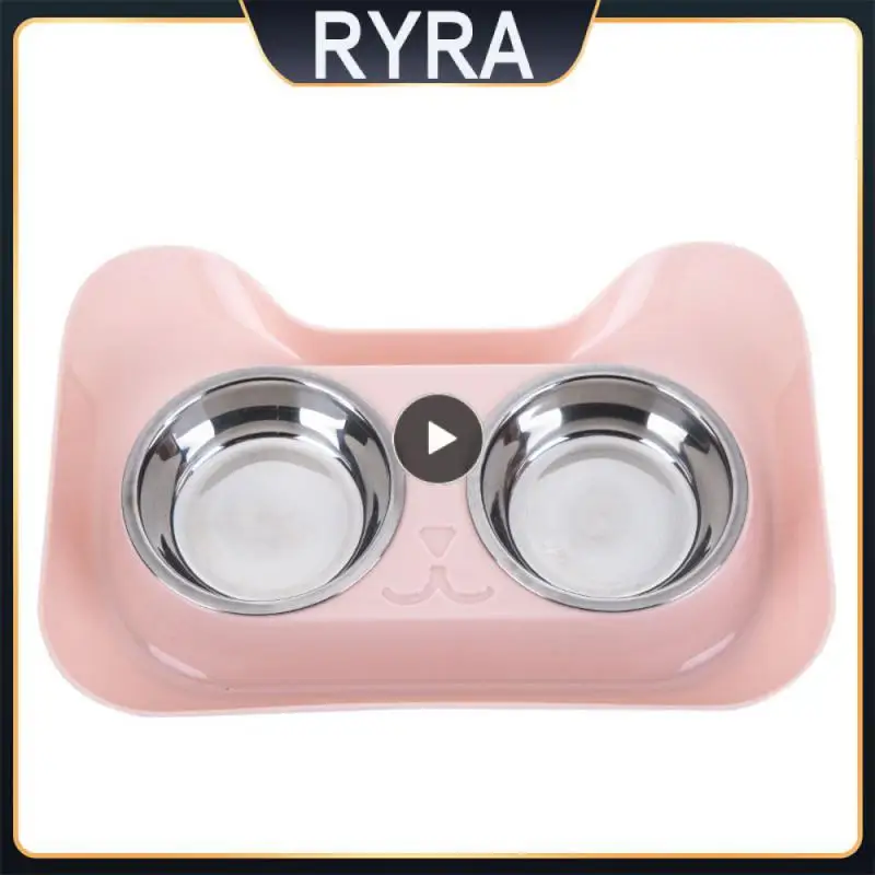 

Stainless Steel Bowl Tough Non-slip Bowl Anti-tip Strong And Sturdy Double Bowl Large Capacity Bowl Double Bowl Food Bowl