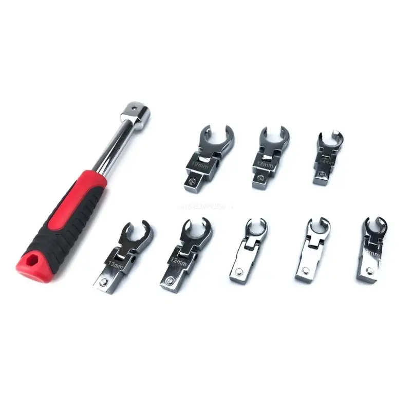 

Head Ratchet Wrench Set, Metric Rotatable Combination Wrench with Interchangeable Variable Diameter Heads，9mm-19mm