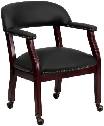 

Темно-синий виниловый роскошный Конференц-стул с отделкой для ногтей и роликами