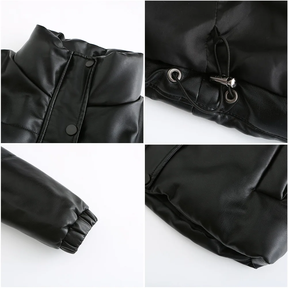 Women's PU cotton leather jacket autumn winter new women's European size short jacket Euro-US thickened space cotton coat Ladies