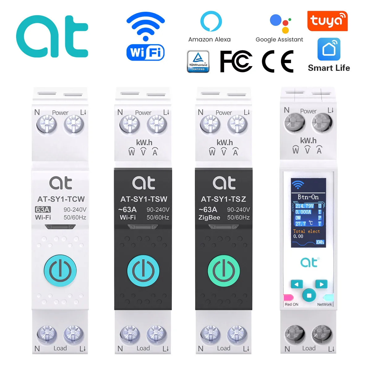 

Смарт-выключатель TUYA с Wi-Fi, 1P, 50 А, 63 А