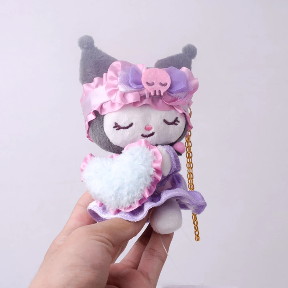 

Sanrio Lovely Bow Pillow Love Sleeping Position Kulomi Plush Doll 12Cm Pendant Key Chain High Quality Toys Gifts for Childrens