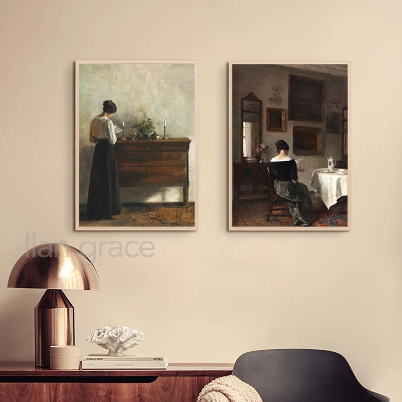 Винтажная картина маслом для девушек чтения постеры на холсте античная женщина