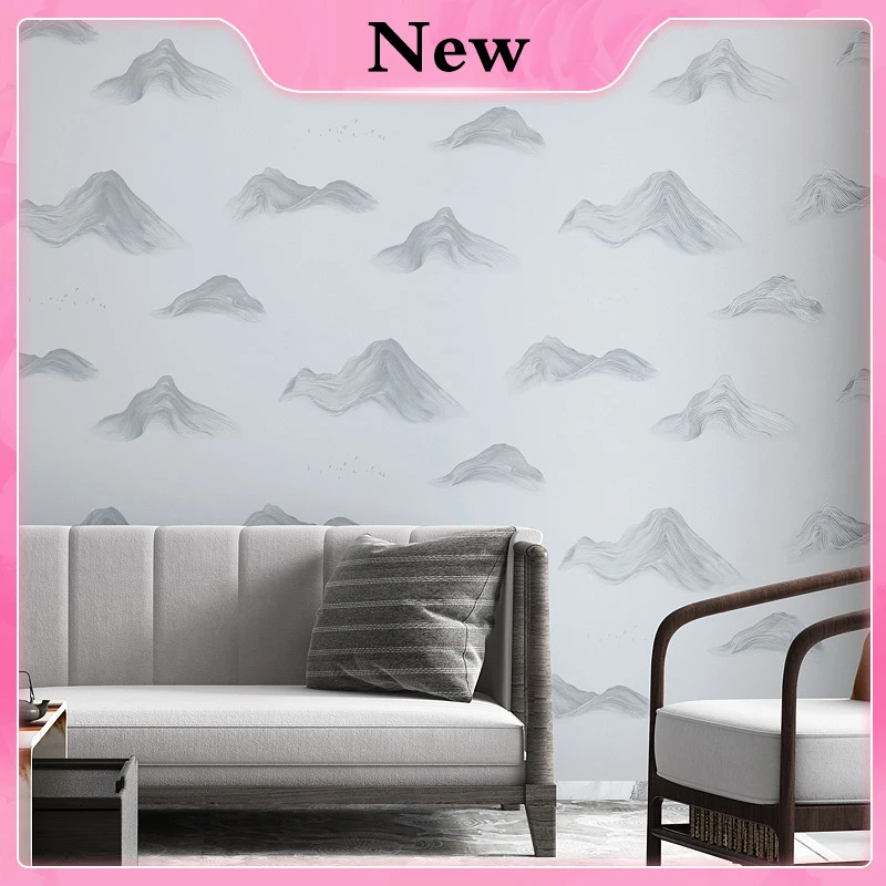 

Новые обои с изображением китайского ландшафта волны горы для гостиной, телевизора, дивана, кабинета, Классические чернильные обои для ресторана, зала