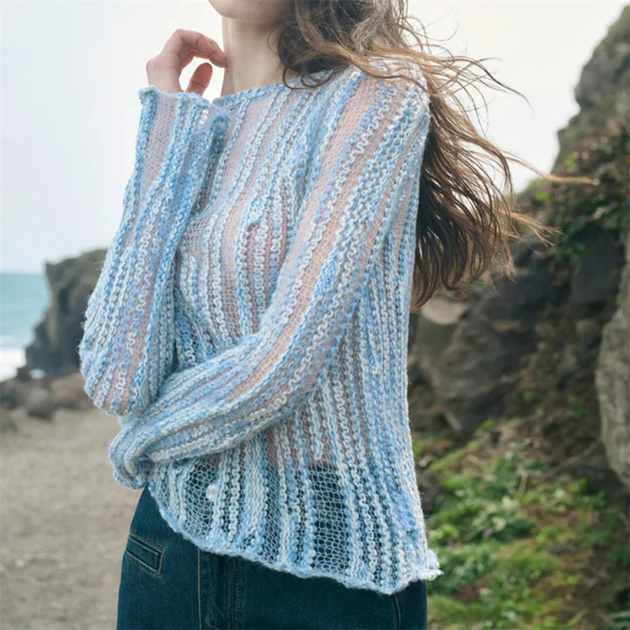 Y2K вязаные легкие укороченные топы 90-х годов винтажная вязаная крючком футболка в