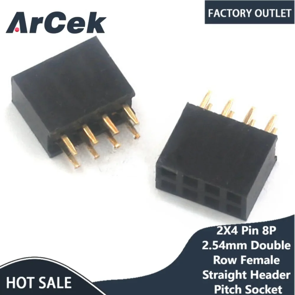 

50 шт. 2x4 контакта 8 P 2,54 мм двухрядный женский прямой разъем 8 контактов 8 контактов 8-контактный шаг гнезда ШТЫРЬКОВАЯ лента