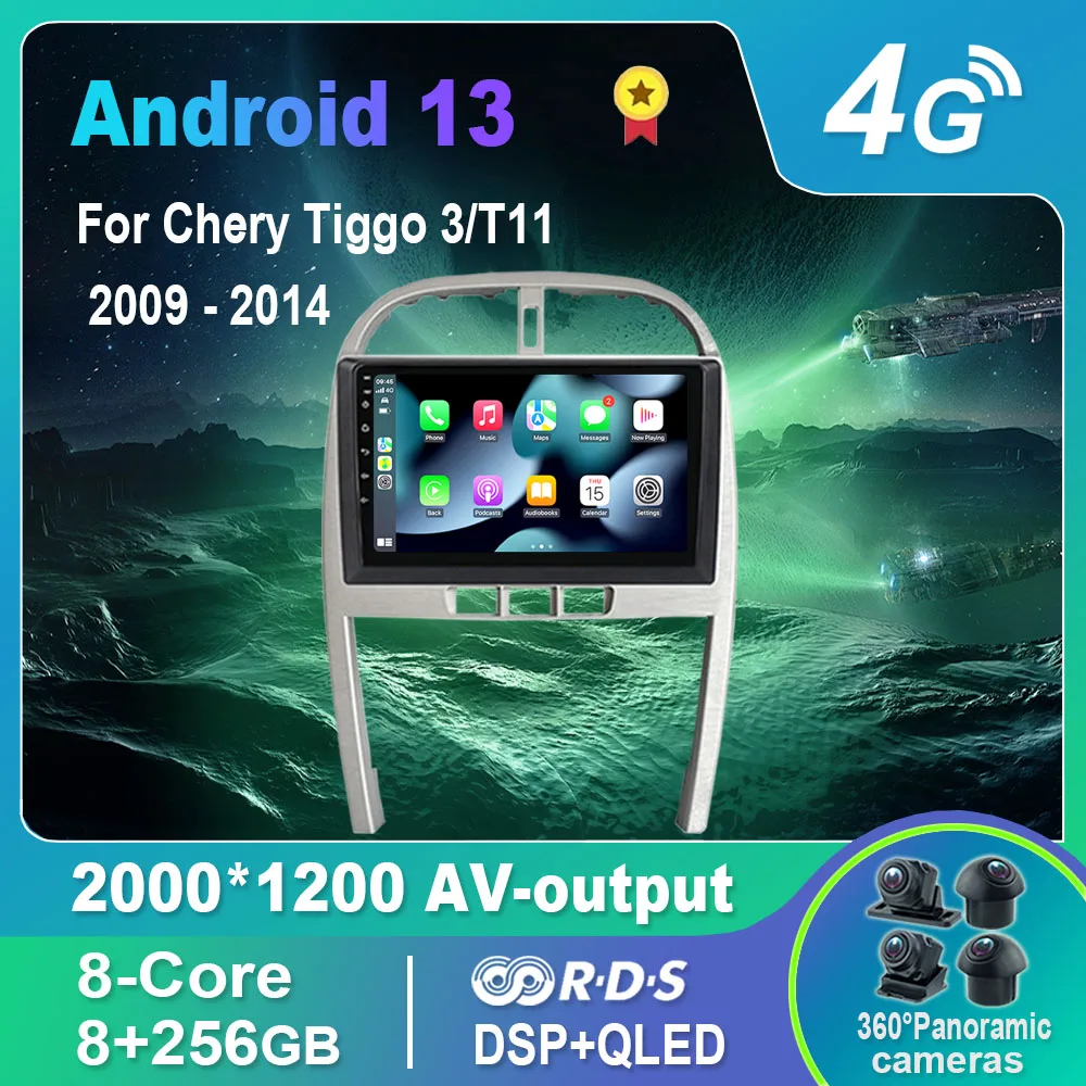 

Android 13.0 Car Radio/Multimedia Video Player For Chery Tiggo 3/T11 2009-2014 GPS QLED Carplay DSP 4G WiFi Bluetooth