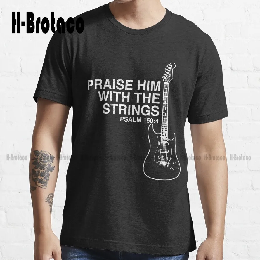 

Praise Him Christian Guitar Player Distressed T-Shirt Men'S Shirts Cotton Outdoor Simple Vintag Casual Tee Shirts Xs-5Xl Unisex