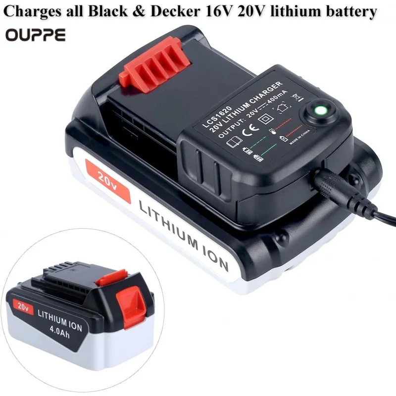 

OUPPE Li-ion Battery Charger Adapter LCS1620 For Black&Decker 10.8V 14.4V 18V 20V Serise LBXR20 Electric Drill Screwdriver Tool