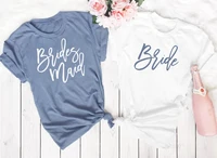 bride shirt bachelorette party maid of honor t shirt bridesmaid gifts bridal squad aesthetic cotton o neck short sleeve top tees