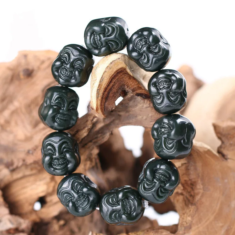 

Отправить сертификат, натуральные зеленые нефриты, женские и мужские ювелирные изделия, настоящий китайский нефрит, нефрит, Будда, браслет ...