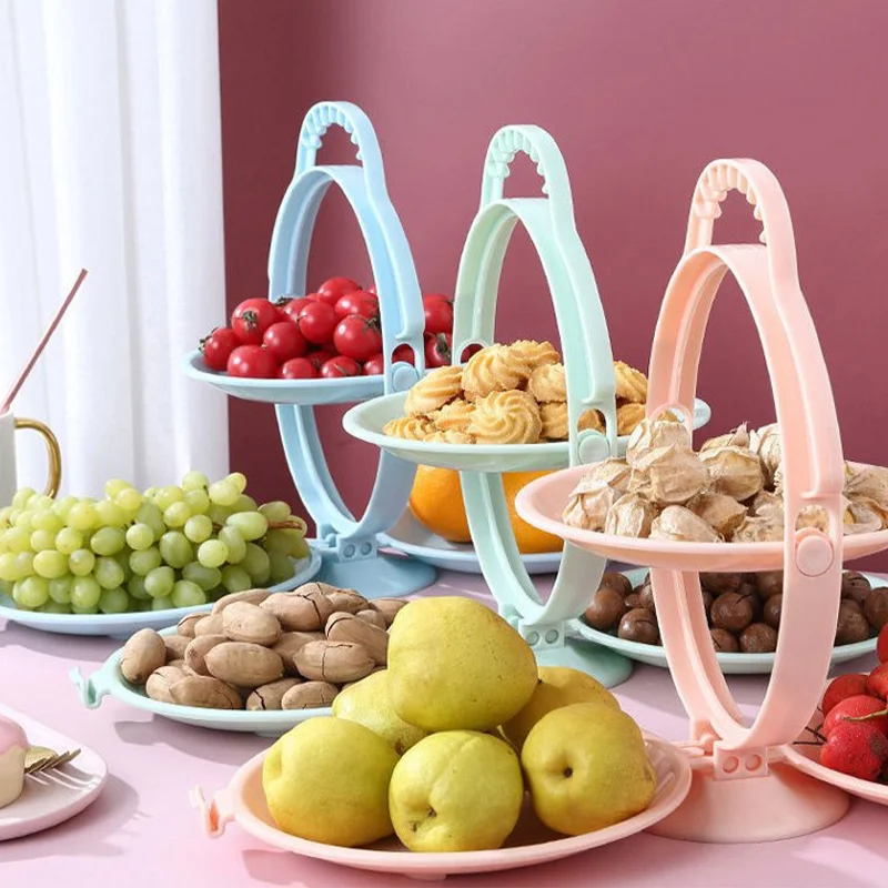

Креативная тарелка для сухофруктов KATA, складная двухслойная тарелка для фруктов, домашняя тарелка для гостиной, чайный столик, портативная ...