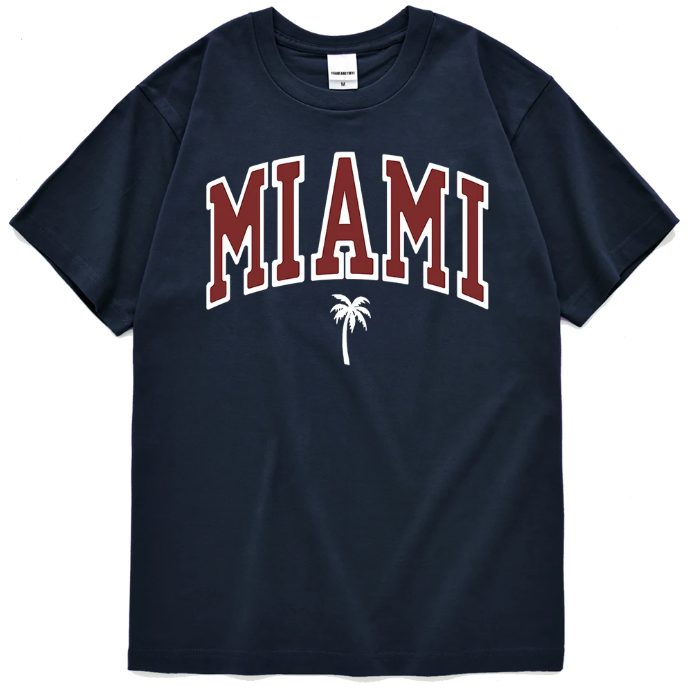 

Miami Florida U.S.A Print Men Short Tees Unisex O Neck T-Shirts Korean Breathable Short Sleeve Creativity Fashion Man Tee Shirt