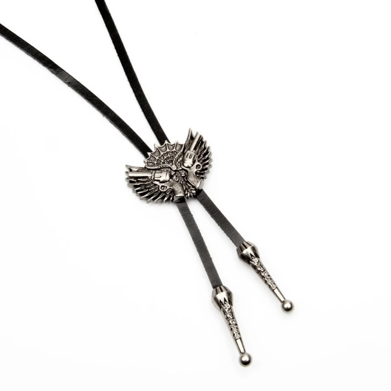 Элегантный черный галстук-боло с выгравированной подвеской. Ковбойский галстук