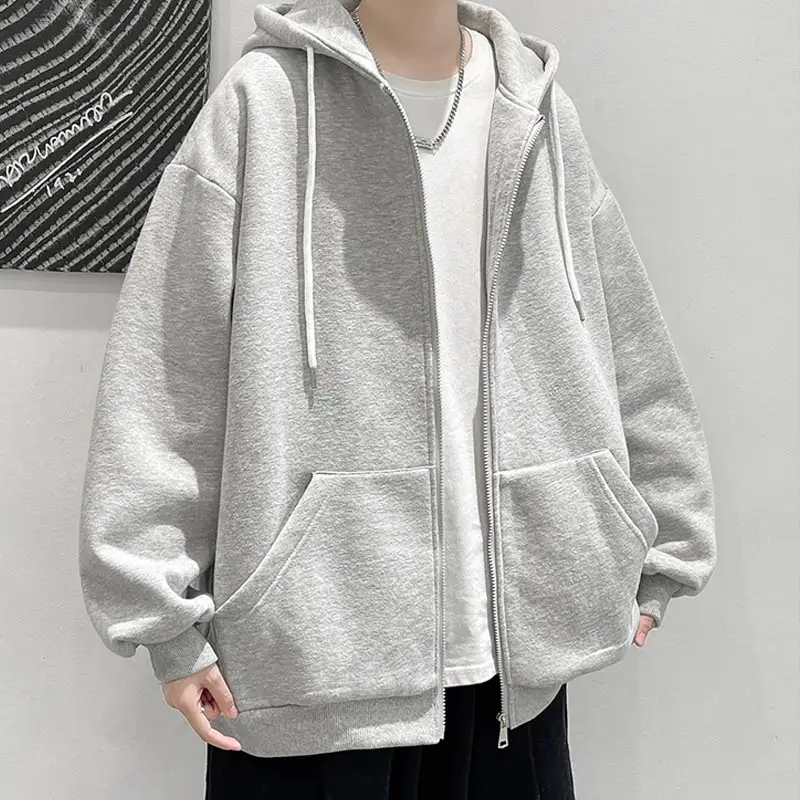 

Harajuku Men's Zipper Hoodies Spring Autumn Male Casual Loose Hooded Sweatshirt Korean Style Streetwear Cardigan Hoodys E145