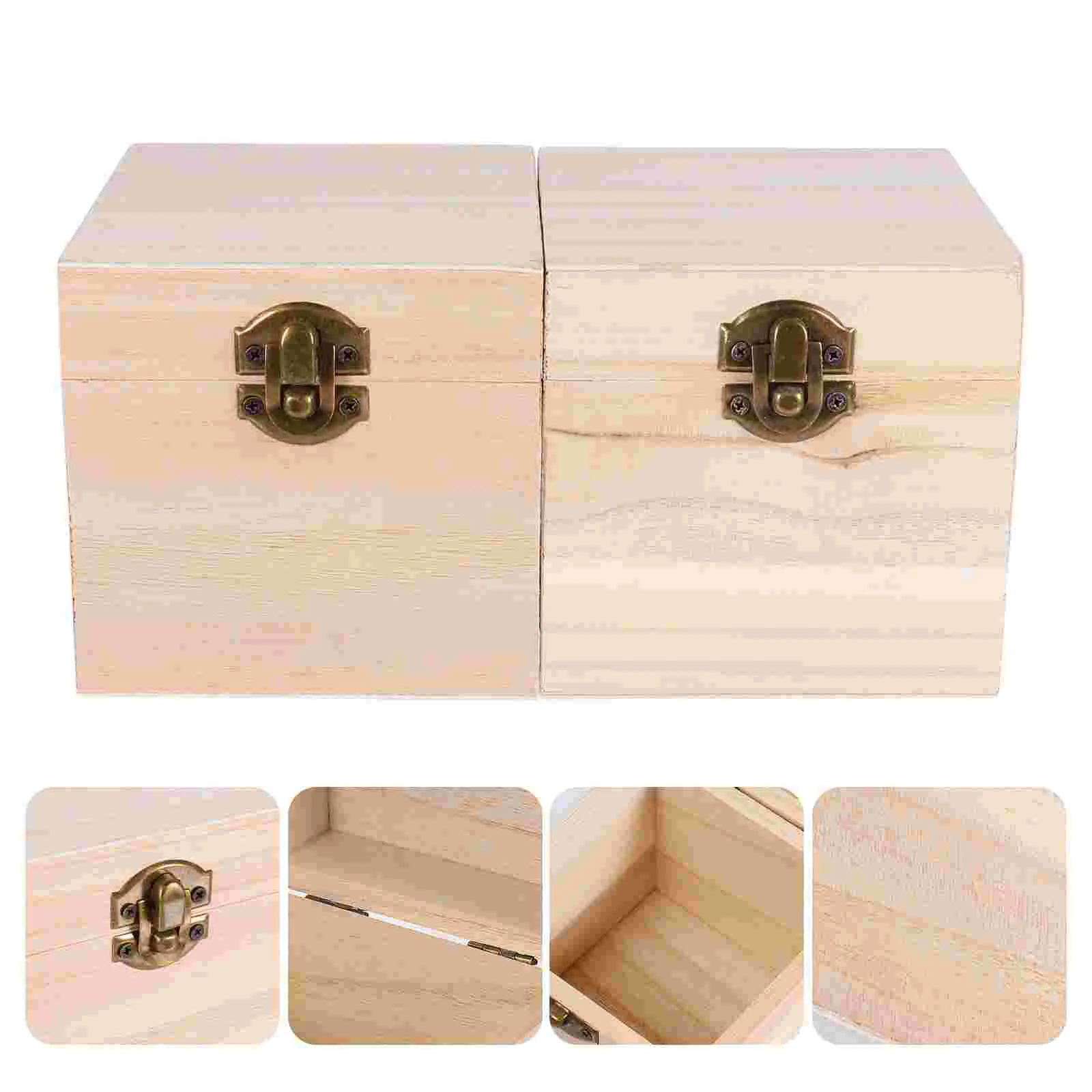 

Box Wooden Jewelry Storage Wood Teatrinket Decorative Treasure Gift Organizer Unfinished Hinged Stash Boxes Large Holder Case