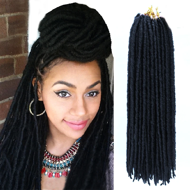 

Straight Goddess Faux Locs Crochet Braiding Hair Extensions 18 Inch Synthetic Ombre Soft Dreads Dreadlocks Hair for Black Women